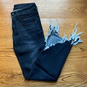 R13 Straight Leg Distressed Hem Jeans